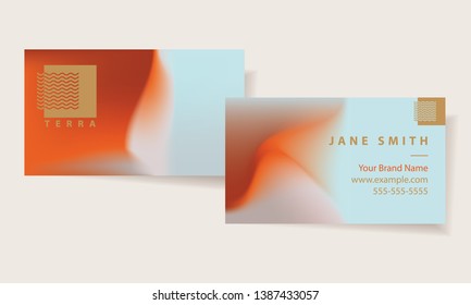Abstract Business Card Layout with Coral and Terracotta Gradient	
