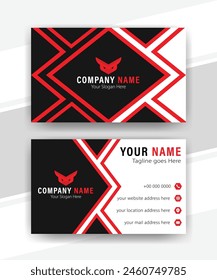 Abstract Business Card, Simple And Creative Abstract Business Card, Black And Red Colors, Professional And Corporate Abstract Card Template