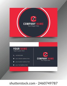 Abstract Business Card, Simple And Creative Abstract Business Card, Black And Red Colors, Professional And Corporate Abstract Card Template