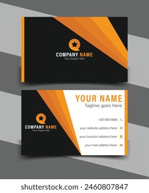 Tarjeta De Visita Abstractas, Tarjeta De Visita Abstractas Simple Y Creativa, Colores Negros Y Amarillos, Profesional Y Plantilla De Tarjeta Abstractas Corporativa