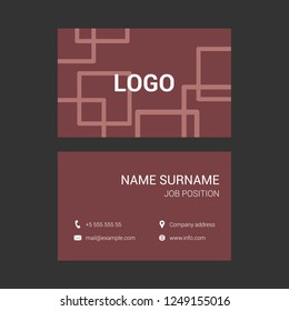 Abstract business card template with abstract brown squares.  Corporate identity element