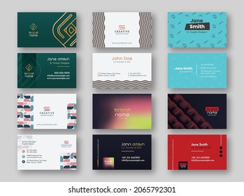 Abstract Business Card Template Collection For Advertising.