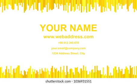 Abstract business card template design - vector identity card graphic with vertical lines in yellow tones on white background