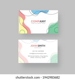 Abstract Business Card Template Layout In Double-Sides On Gray Background.