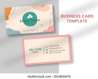 Abstract Business Card Template Layout In Front And Back View.