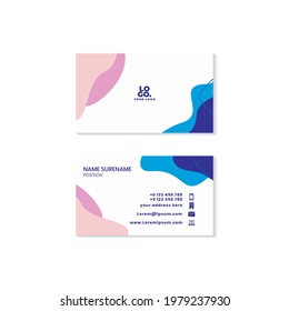 Abstract business card template with pastel-colored stains vector, a fashionable business card