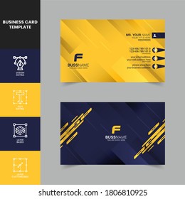 Abstract Business Card Template Vector. Yellow and blue color based blue card design.