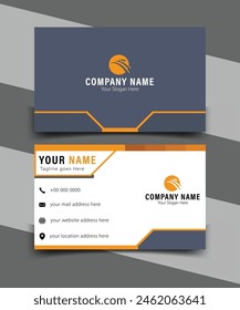 Abstract Business Card, Yellow Color Abstract Corporate Business Cards, Double-sided Creative Business Card Template