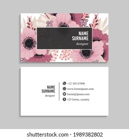 Abstract business cards template with flowers