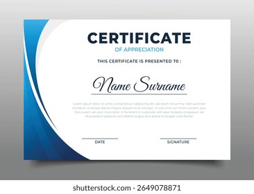Abstract business Certificate of appreciation template frame curve gradient design background
