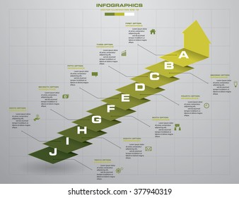 abstract business chart. 10 Steps diagram template/graphic or website layout. Vector. Step by step idea.