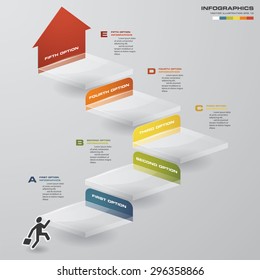 abstract business chart. 5 Steps diagram template/graphic or website layout. Vector. Step by step idea.