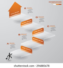 abstract business chart. 5 Steps diagram template/graphic or website layout. Vector. Step by step idea.