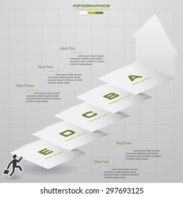 abstract business chart. 5 Steps diagram template/graphic or website layout. Vector. Step by step idea.