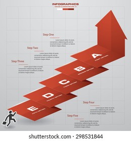 abstract business chart. 5 Steps diagram template/graphic or website layout. Vector. Step by step idea.