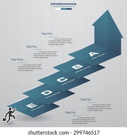abstract business chart. 5 Steps diagram template/graphic or website layout. Vector. Step by step idea.