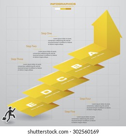abstract business chart. 5 Steps diagram template/graphic or website layout. Vector. Step by step idea.