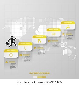abstract business chart. 5 Steps diagram template/graphic or website layout. Vector. Step by step idea.