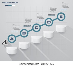 abstract business chart. 5 Steps diagram template/graphic or website layout. Vector. Step by step idea.