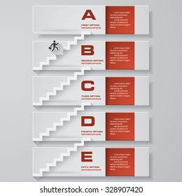 abstract business chart. 5 Steps from lower to upper steps. diagram template/graphic or website layout. Vector. Step by step idea.