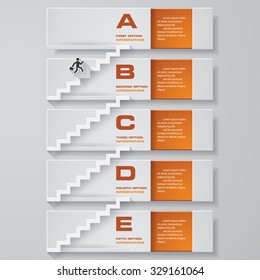 abstract business chart. 5 Steps from lower to upper steps. diagram template/graphic or website layout. Vector. Step by step idea.
