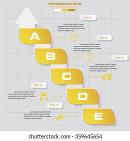 abstract business chart. 5 Steps diagram template/graphic or website layout. Vector. Step by step idea.
