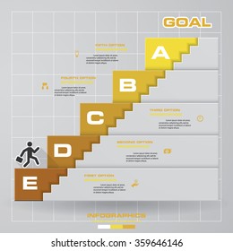 abstract business chart. 5 Steps diagram template/graphic or website layout. Vector. Step by step idea.