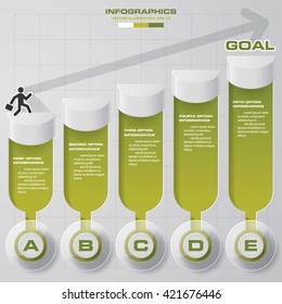 abstract business chart. 5 Steps diagram template/graphic or website layout. Vector. Step by step idea.