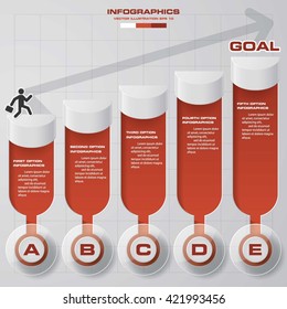 abstract business chart. 5 Steps diagram template/graphic or website layout. Vector. Step by step idea.