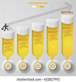 abstract business chart. 5 Steps diagram template/graphic or website layout. Vector. Step by step idea.