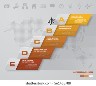 abstract business chart. 5 Steps diagram template. Step by step idea. EPS10.