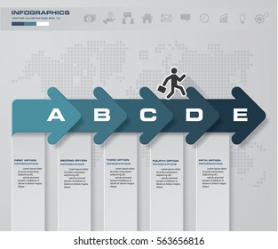 abstract business chart. 5 Steps arrow diagram. Step by step idea. EPS10.