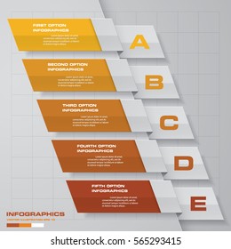 abstract business chart. 5 Steps diagram template. Step by step idea. EPS10.