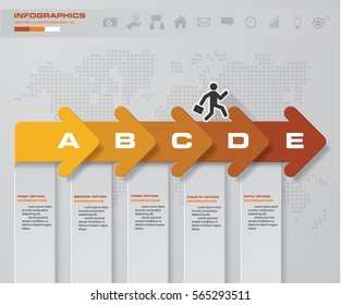 abstract business chart. 5 Steps arrow diagram. Step by step idea. EPS10.