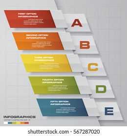 abstract business chart. 5 Steps diagram template. Step by step idea. EPS10.