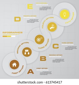 abstract business chart. 5 Steps diagram template. Step by step idea. EPS10.