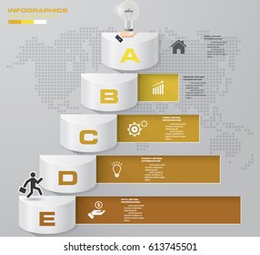 abstract business chart. 5 Steps diagram template. Step by step idea. EPS10.
