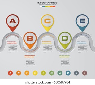 abstract business chart. 5 Steps check in point diagram. Step by step idea. EPS10.