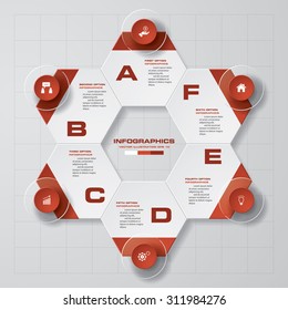 abstract business chart. 6 Steps diagram template/graphic or website layout. Vector. Step by step idea.