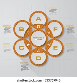 abstract business chart. 6 Steps diagram template/graphic or website layout. Vector. Step by step idea.