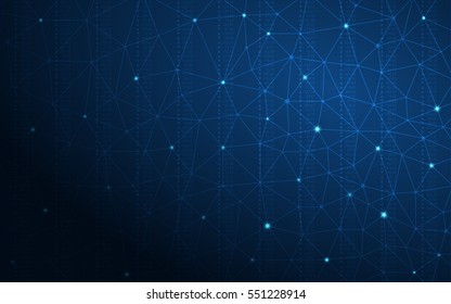 Abstract Business chart with line graph and numbers on dark blue color background (vector)