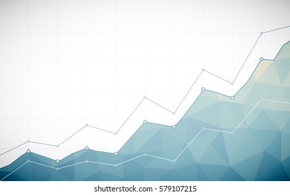 Abstract Business Chart With Line Graph And Gradient Blue Color Polygon On White Color Background (vector)