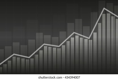 Abstract Business chart with uptrend line graph and bar chart in bull market on gray color background (vector)