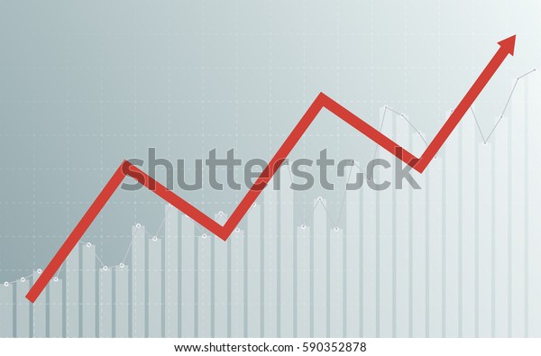 グラデーションのグレーの背景に上向きの折れ線グラフ 棒グラフ および矢印を含む抽象的なビジネスチャート ベクター画像 のベクター画像素材 ロイヤリティ フリー