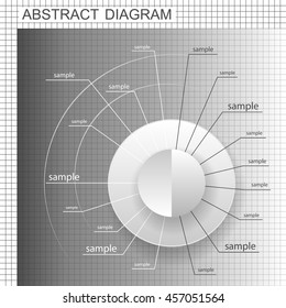 Abstract business chart. Wheel plan. Blank diagram design with footnotes
