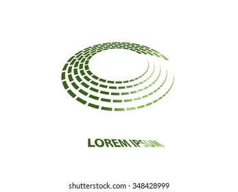 Abstract business circle icon of cube halftone. Corporate vector logo