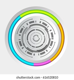 Abstract business circle infographic concept with web interface and colorful edging on light background vector illustration