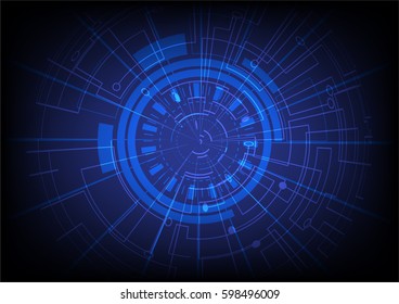 Abstract business circuit technology on darkblue background