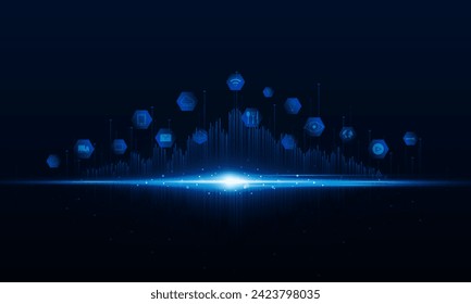 Abstract business city and technology reflection Hitech communication concept innovation background, vector design