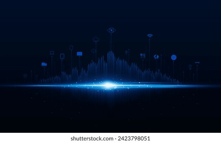 Resumen de la reflexión de la ciudad de negocios y la tecnología Concepto de comunicación de Hitech fondo de innovación, diseño vectorial